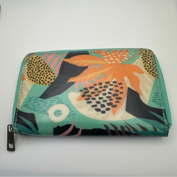 Wander Vibrant Tropical Artistic Print Zippered Wallet Abstract Floral Motifs - Picture 7 of 15